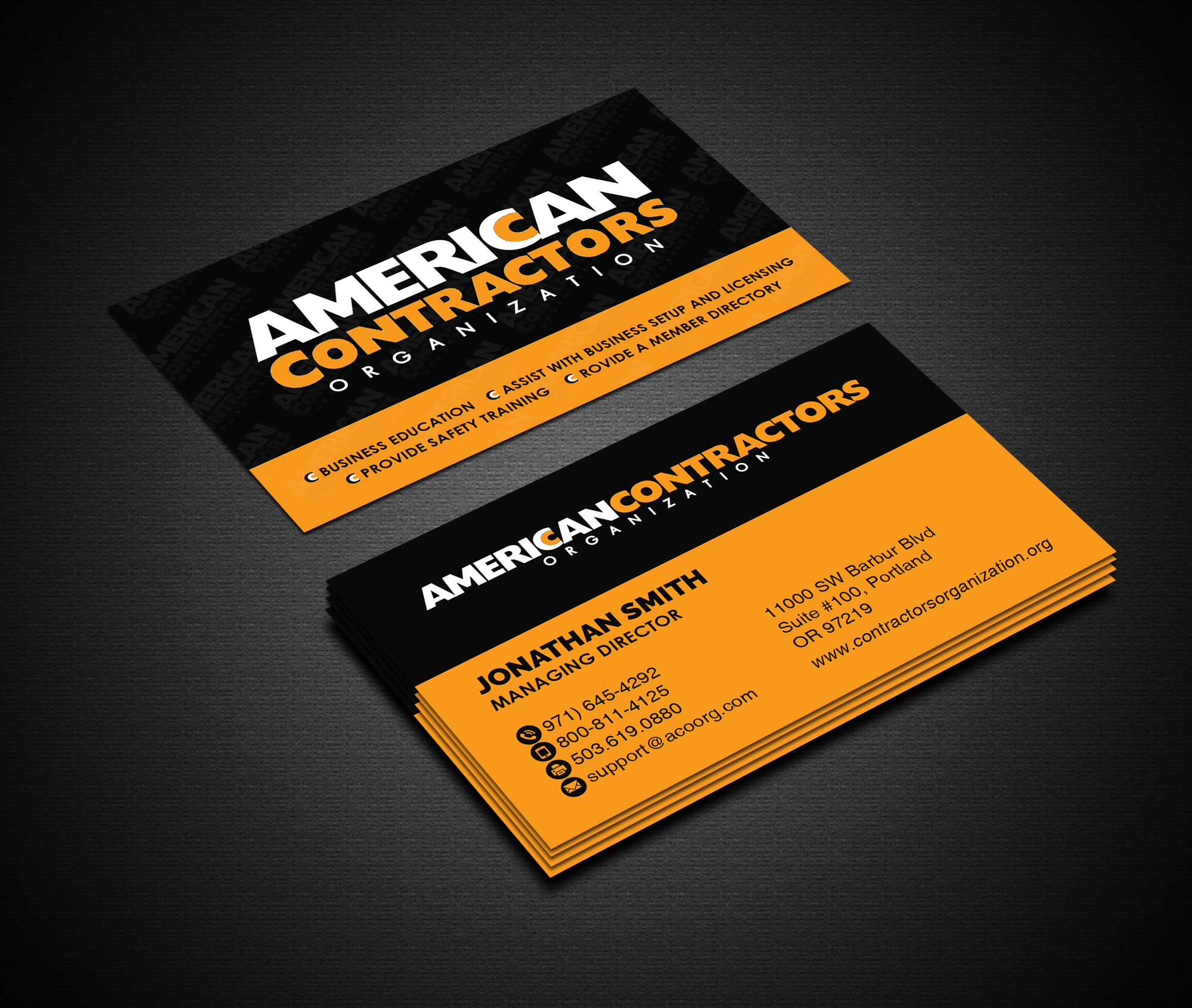 Diseño de Tarjeta de Presentación por Creations Box 2015 para American Contractors Organization  | Diseño #26726828