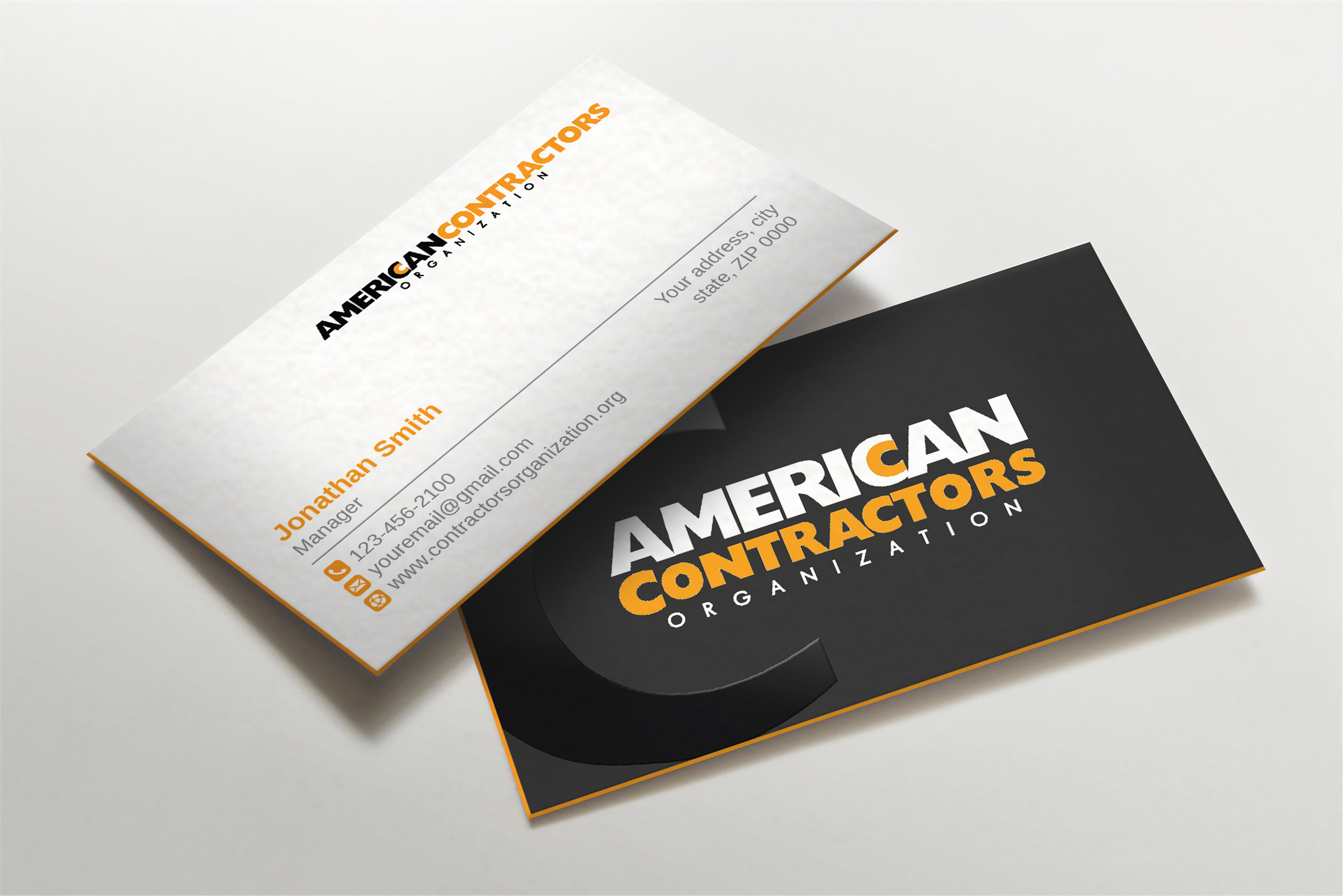 Diseño de Tarjeta de Presentación por LAXMI DESIGNHUB para American Contractors Organization  | Diseño #26711417
