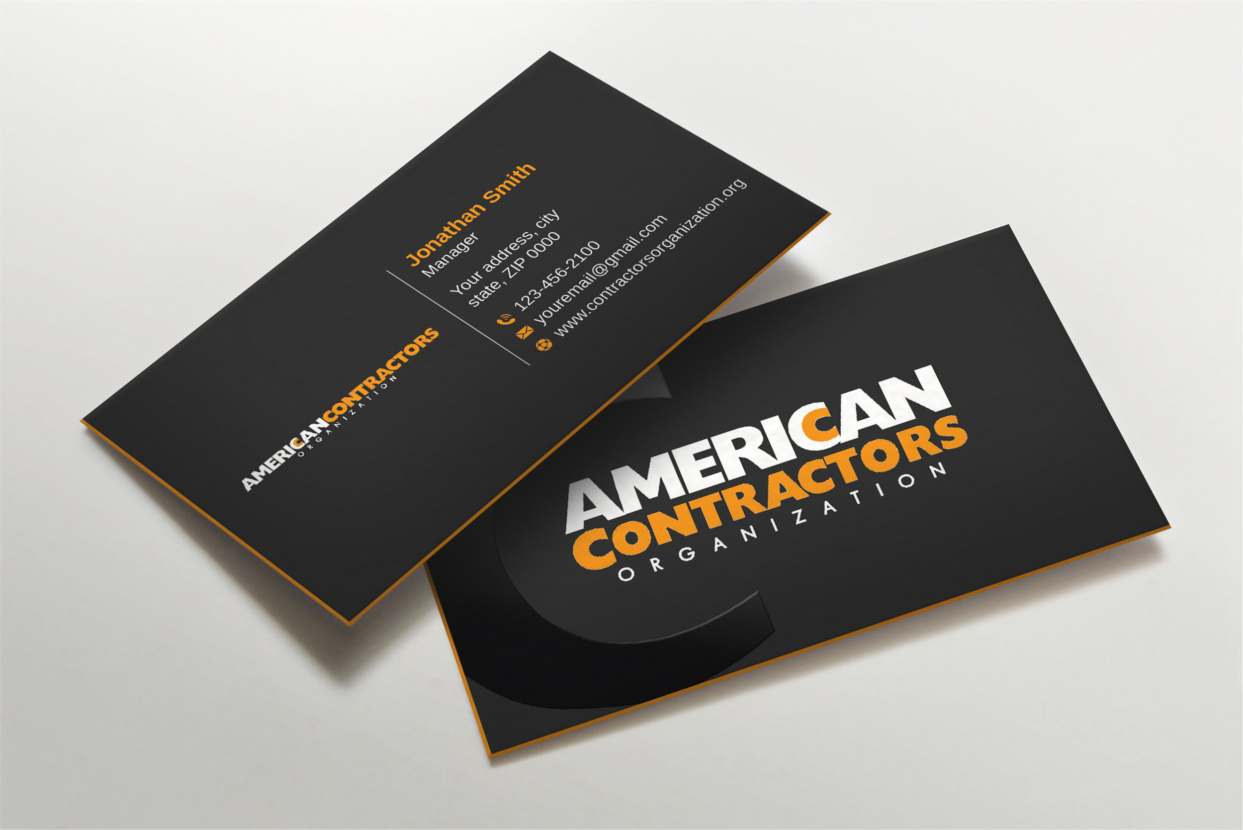 Diseño de Tarjeta de Presentación por LAXMI DESIGNHUB para American Contractors Organization  | Diseño #26711420