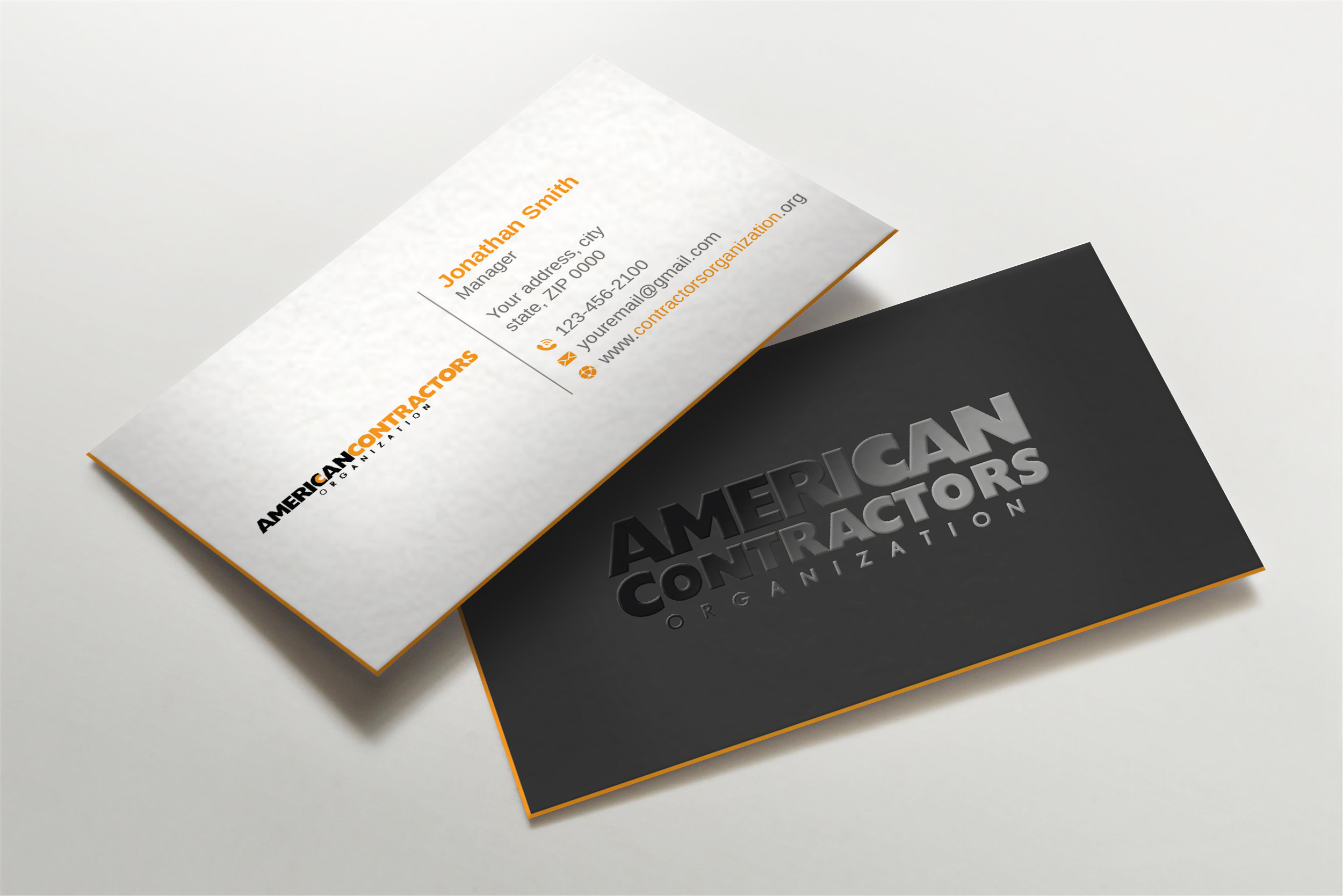 Business Card Design by LAXMI DESIGNHUB for American Contractors Organization  | Design #26711422