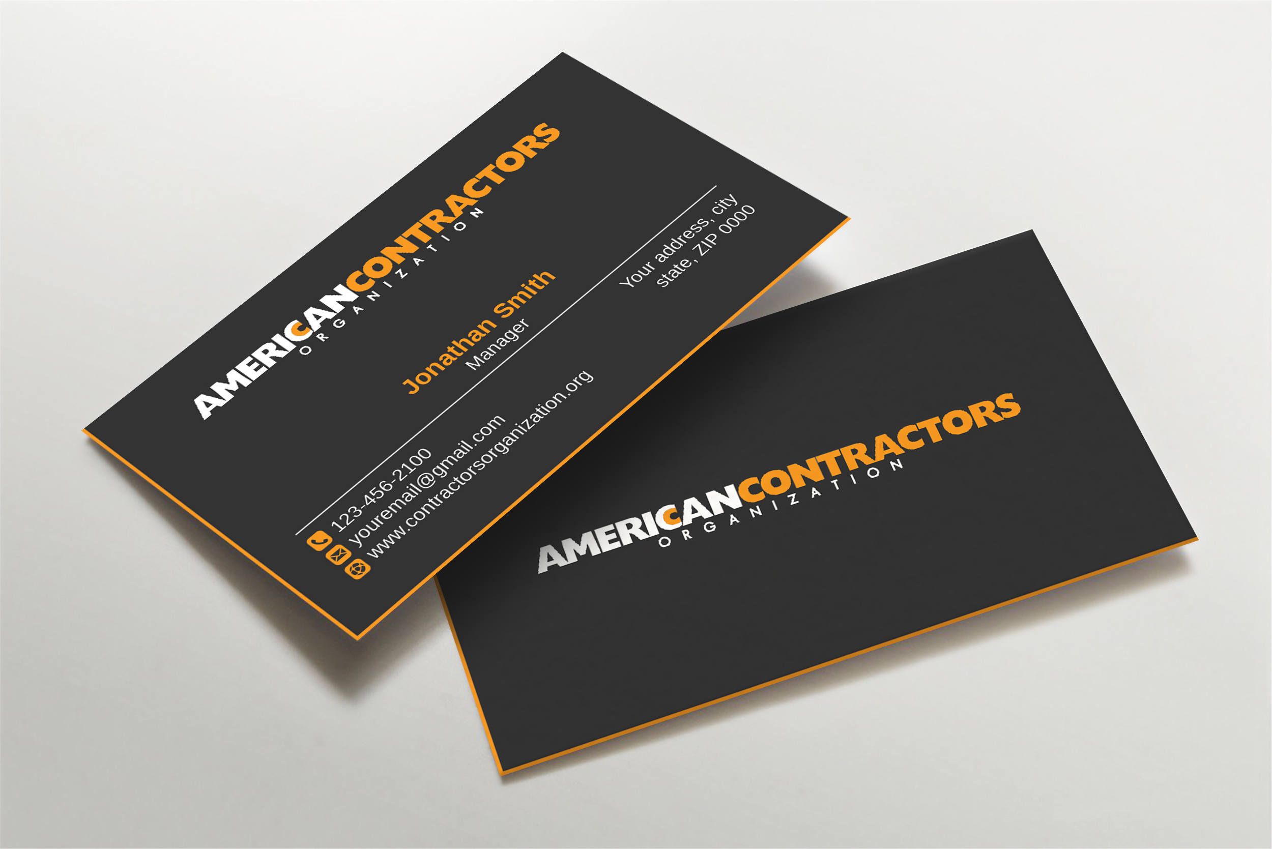 Diseño de Tarjeta de Presentación por LAXMI DESIGNHUB para American Contractors Organization  | Diseño #26711434