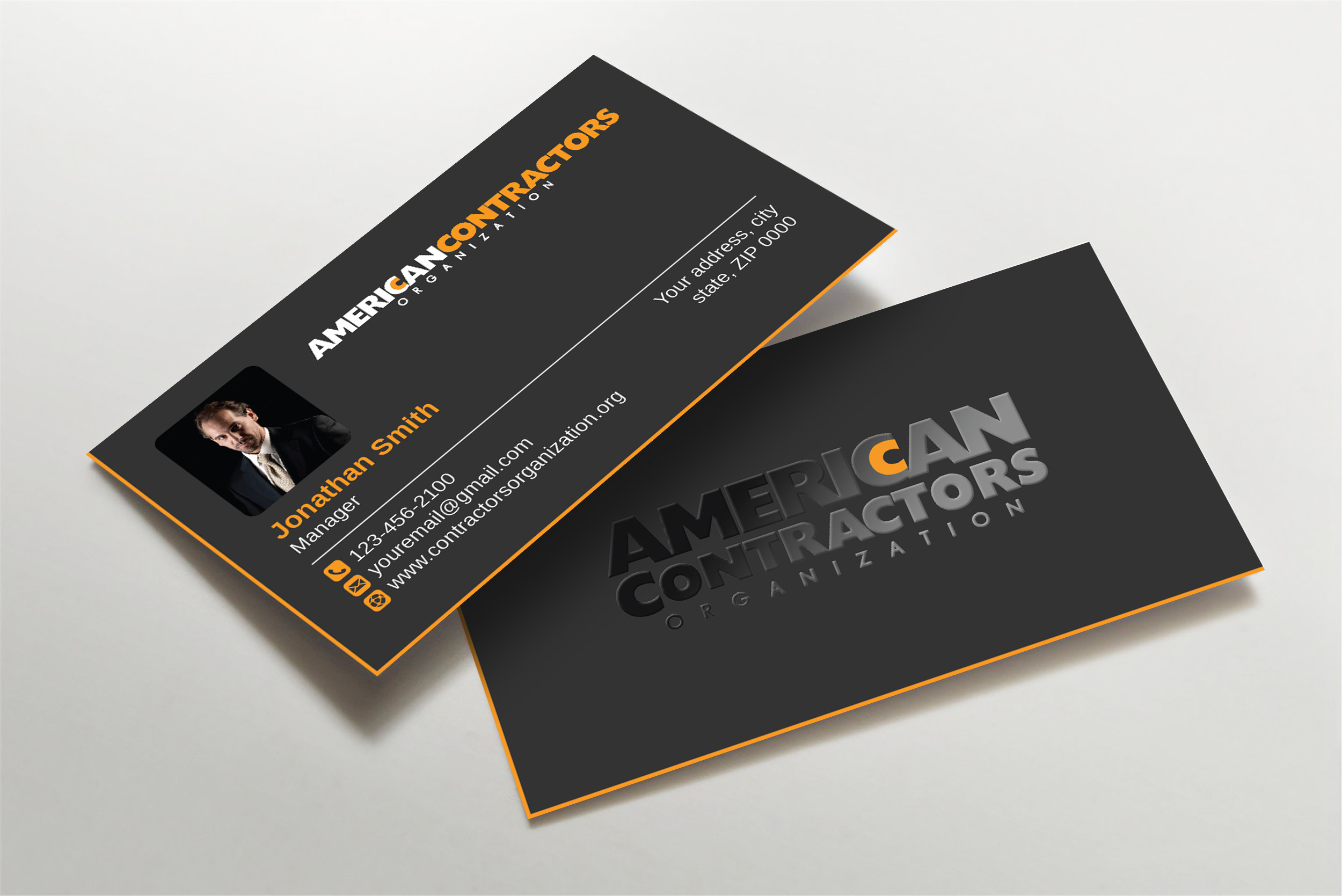 Business Card Design by LAXMI DESIGNHUB for American Contractors Organization  | Design #26725391