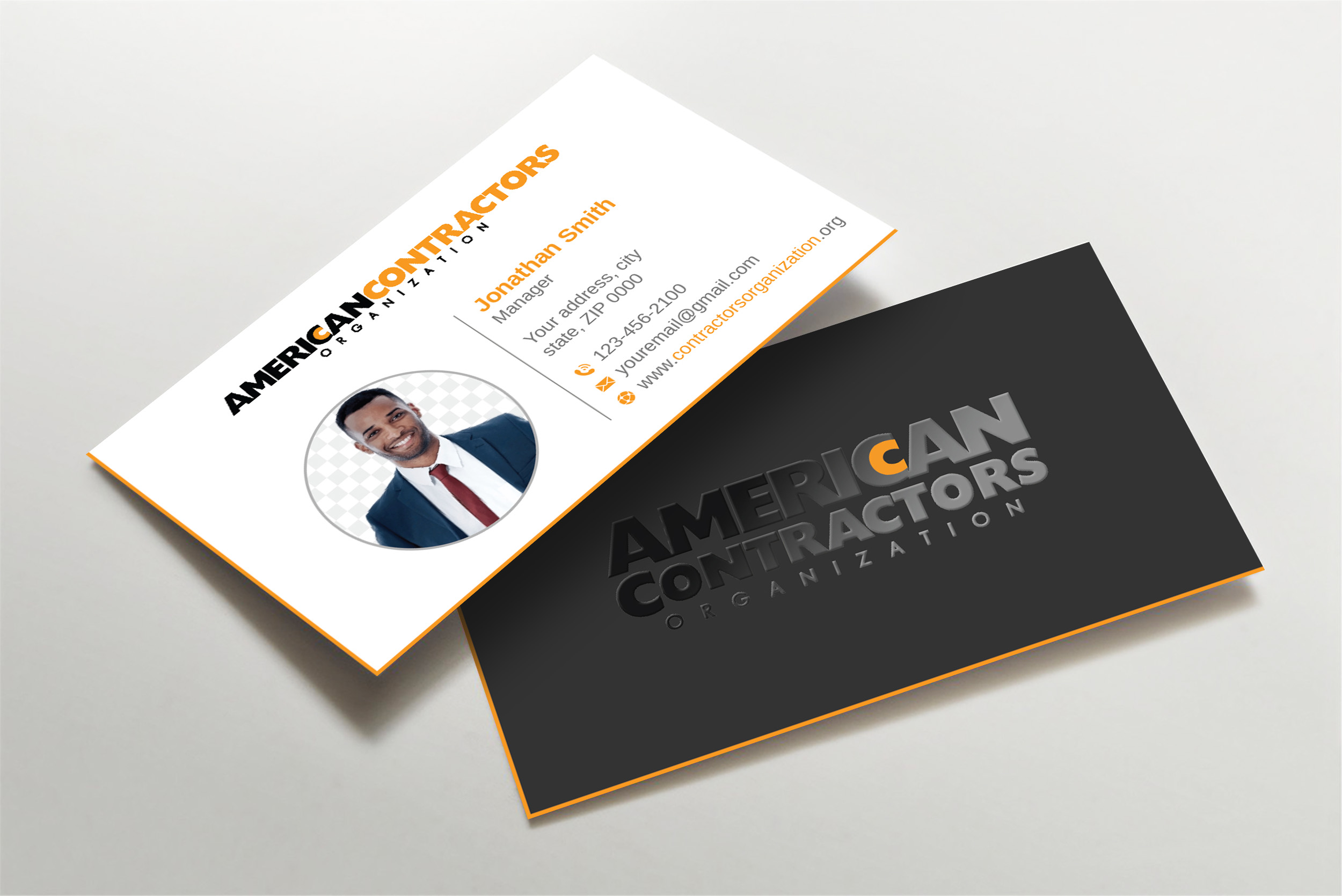 Business Card Design by LAXMI DESIGNHUB for American Contractors Organization  | Design #26725392