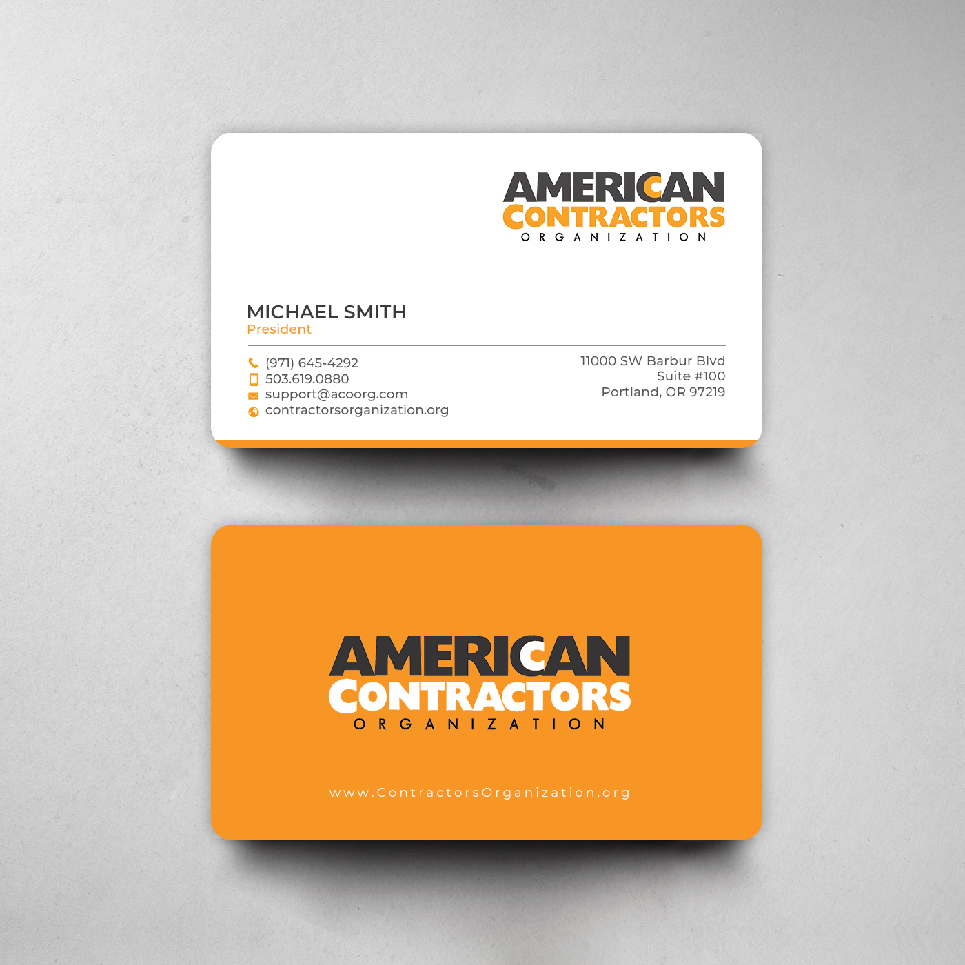 Diseño de Tarjeta de Presentación por chandrayaan.creative para American Contractors Organization  | Diseño #26710939