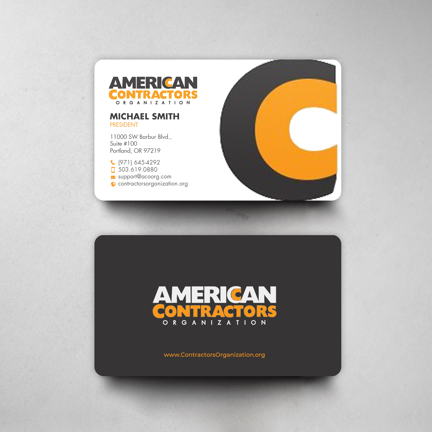 Diseño de Tarjeta de Presentación por chandrayaan.creative para American Contractors Organization  | Diseño #26711634