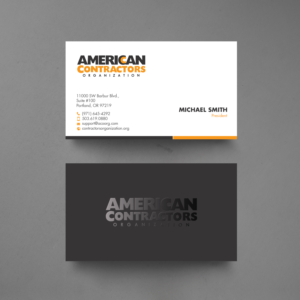 Business Card Design by chandrayaan.creative for American Contractors Organization  | Design: #26712164