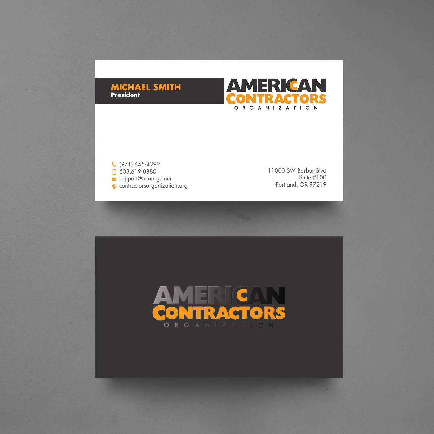 Business Card Design by chandrayaan.creative for American Contractors Organization  | Design #26712165
