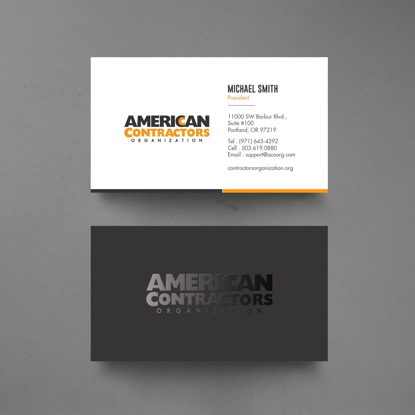 Business Card Design by chandrayaan.creative for American Contractors Organization  | Design #26712167