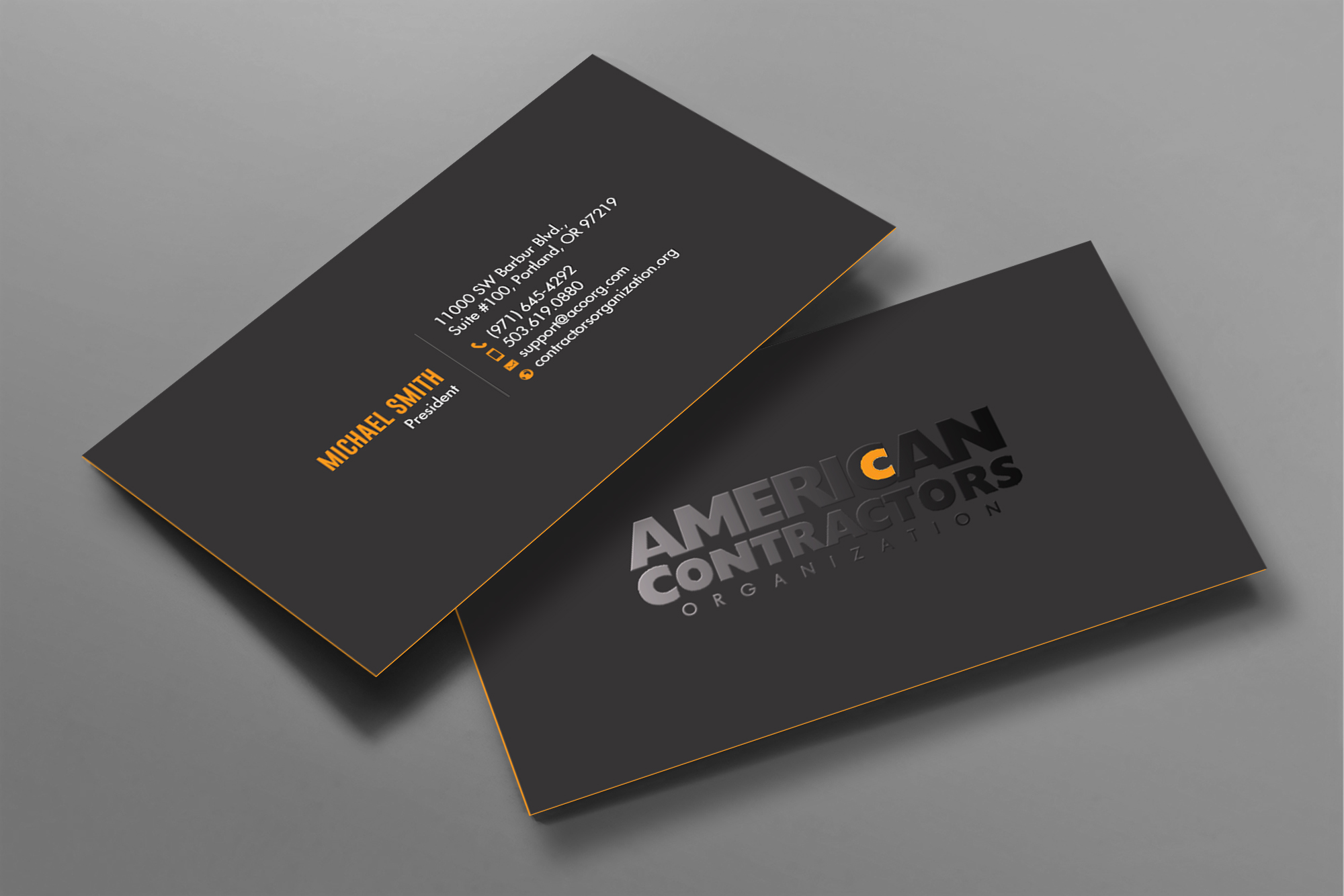 Diseño de Tarjeta de Presentación por chandrayaan.creative para American Contractors Organization  | Diseño #26712169