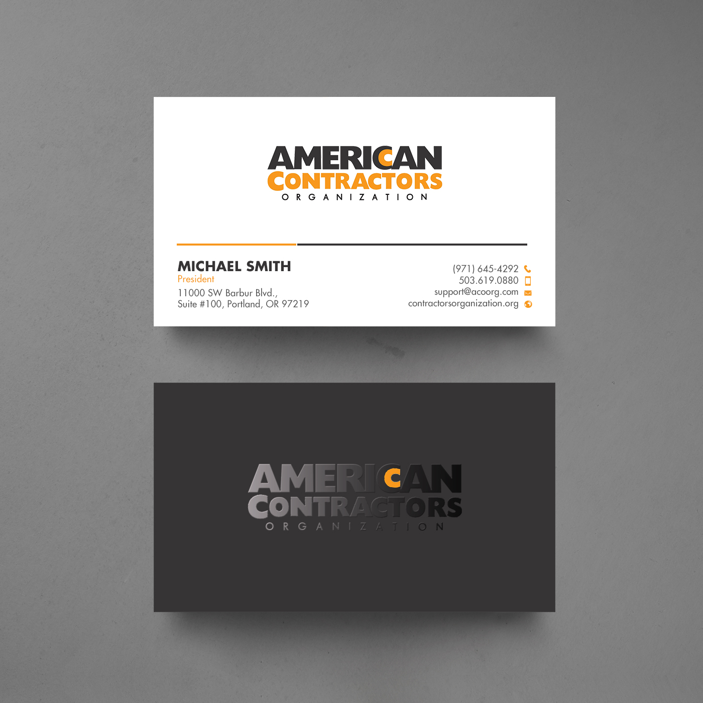 Business Card Design by chandrayaan.creative for American Contractors Organization  | Design #26712171