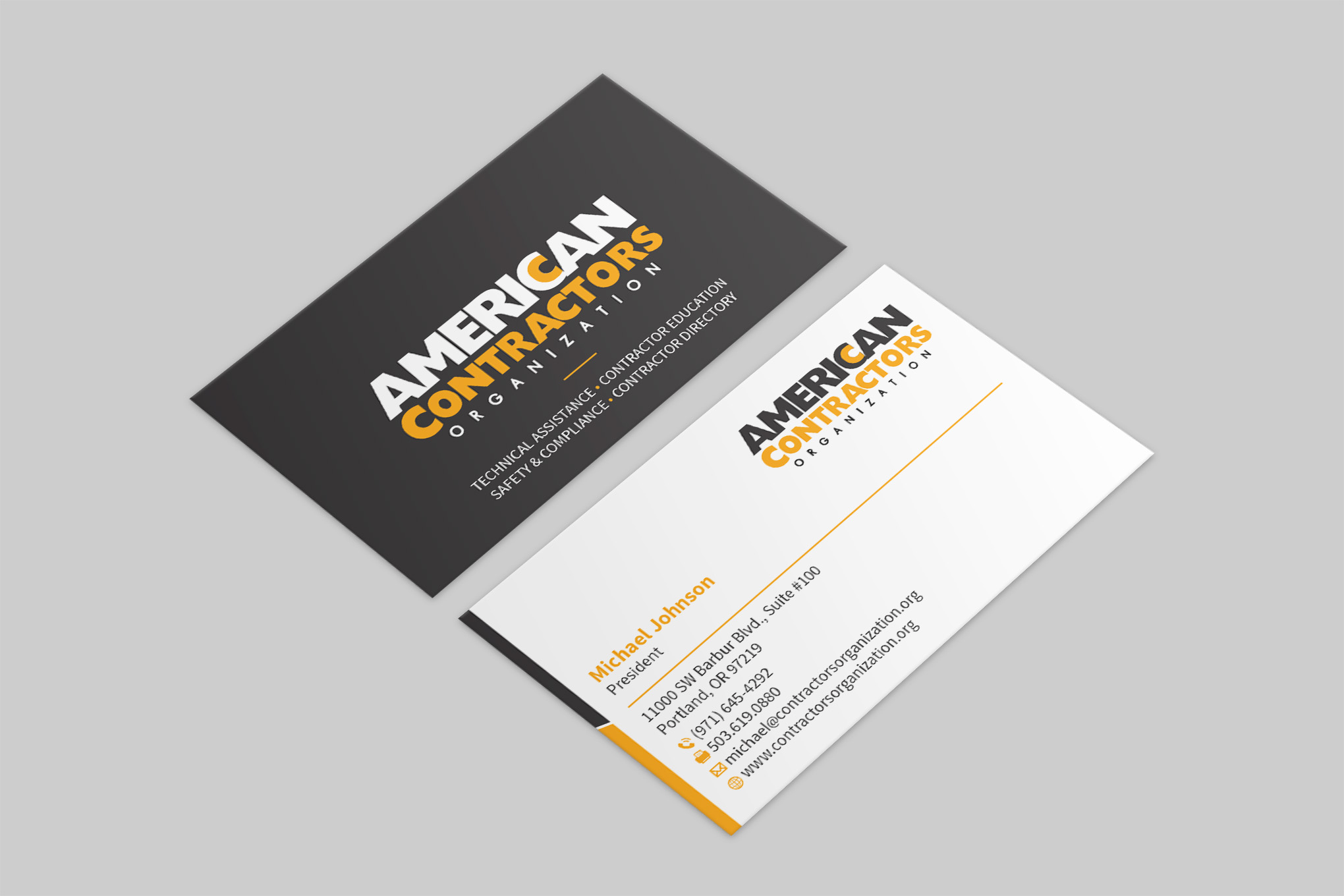Business Card Design by MDesign for American Contractors Organization  | Design #26716030