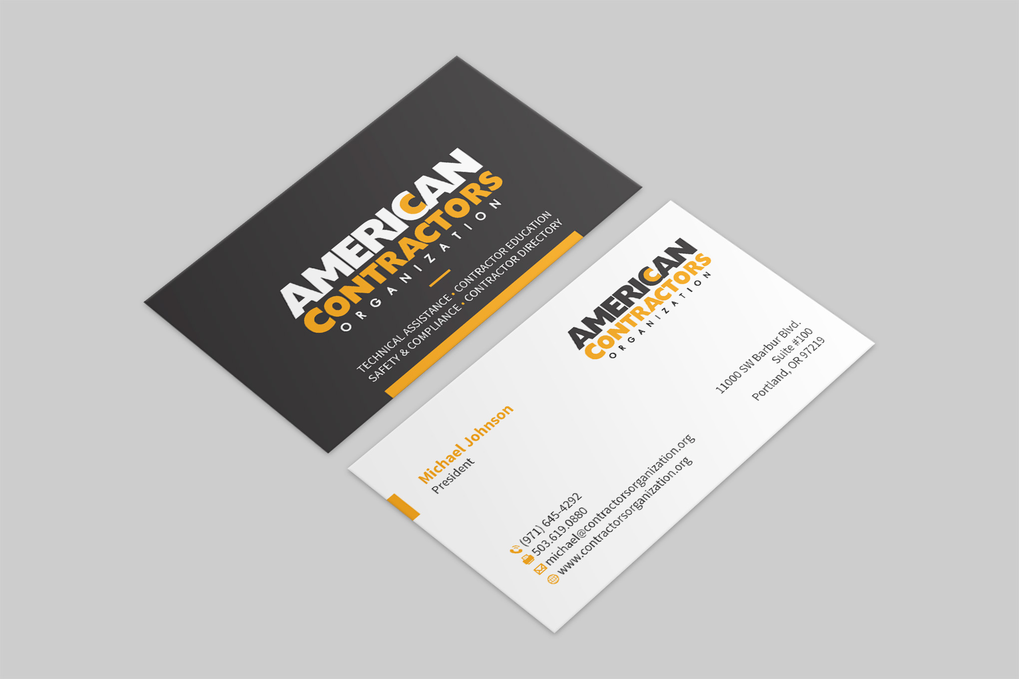 Business Card Design by MDesign for American Contractors Organization  | Design #26716090