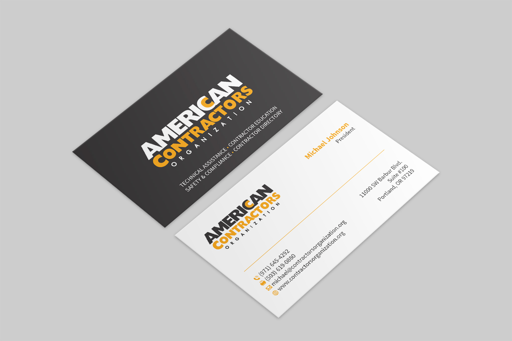 Business Card Design by MDesign for American Contractors Organization  | Design #26721374