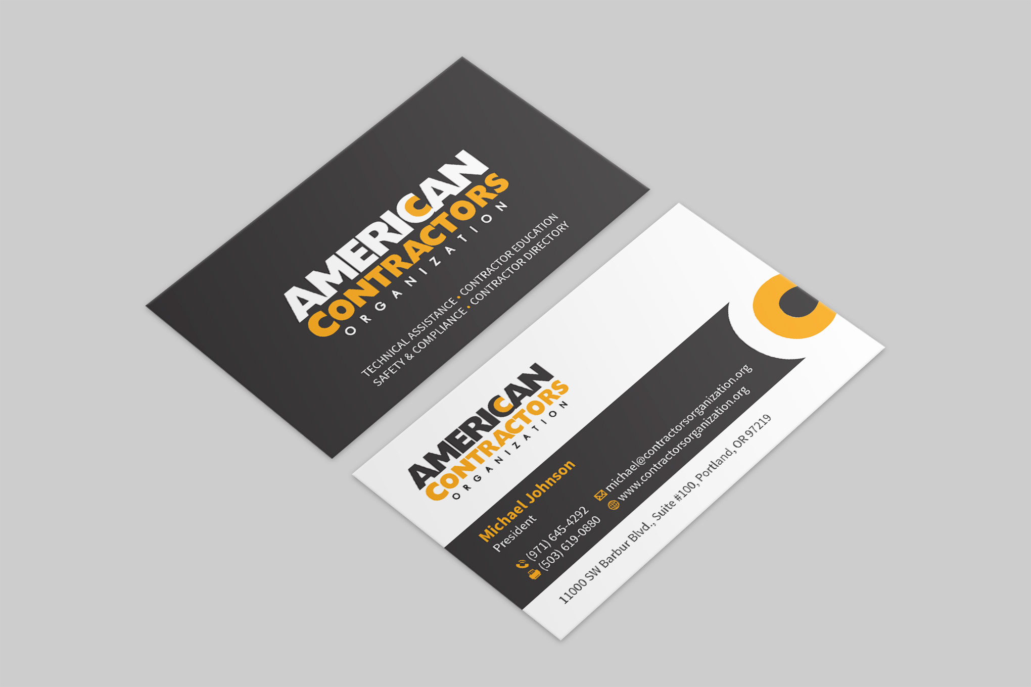 Business Card Design by MDesign for American Contractors Organization  | Design #26721375