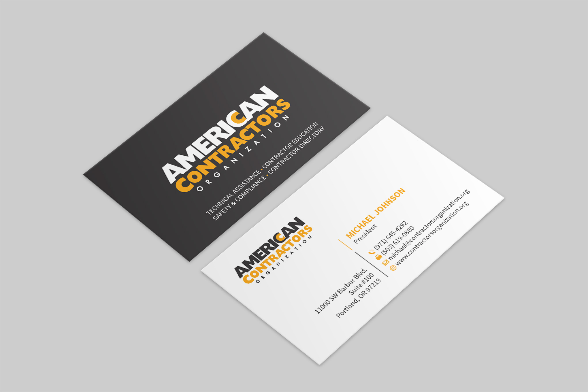 Business Card Design by MDesign for American Contractors Organization  | Design #26721377