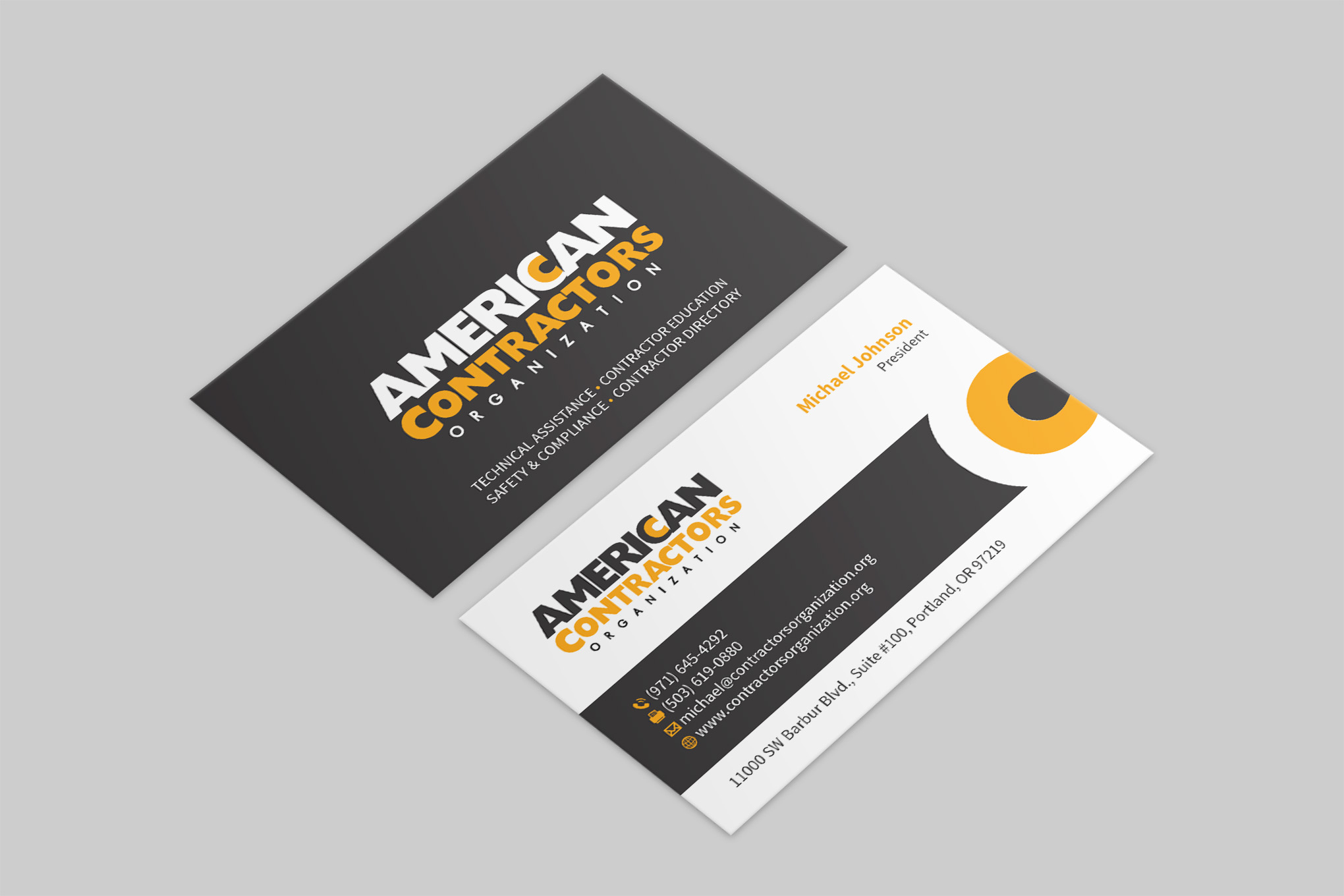 Visitenkarten-Design von MDesign für American Contractors Organization  | Design #26721379