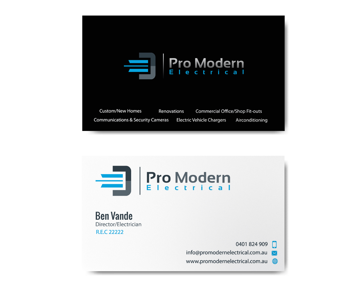 Diseño de Tarjeta de Presentación por piumi 6 para Pro Modern Electrical  | Diseño #26734285