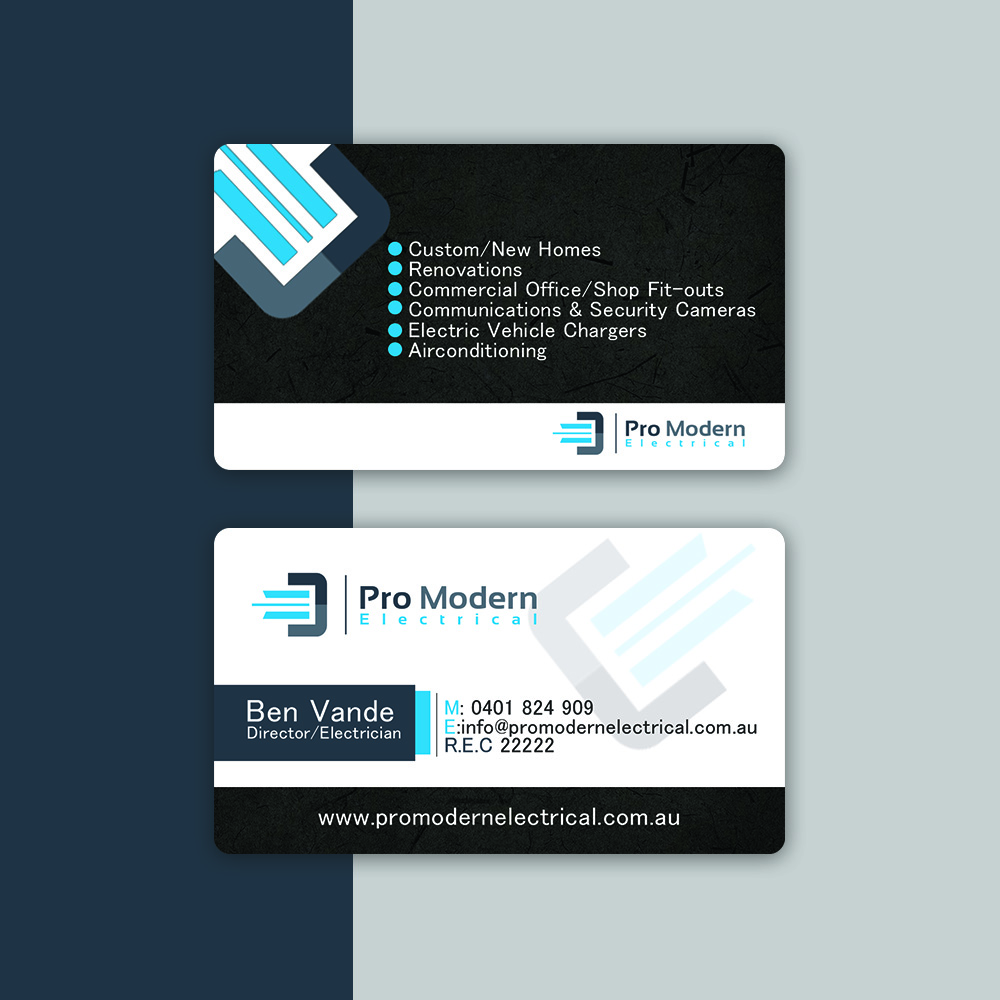 Business Card Design by Harshan for Pro Modern Electrical  | Design #26731496