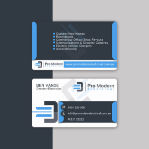 Diseño de Tarjeta de Presentación por Harshan para Pro Modern Electrical  | Diseño #26733063