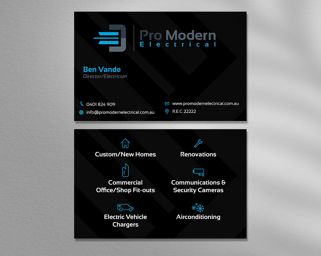 Business Card Design by raymark for Pro Modern Electrical  | Design #26726264