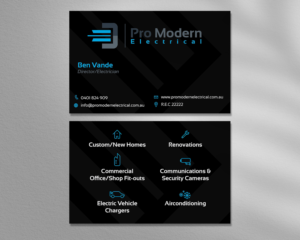 Pro Modern Electrical in need of a business card design | Business Card Design by raymark