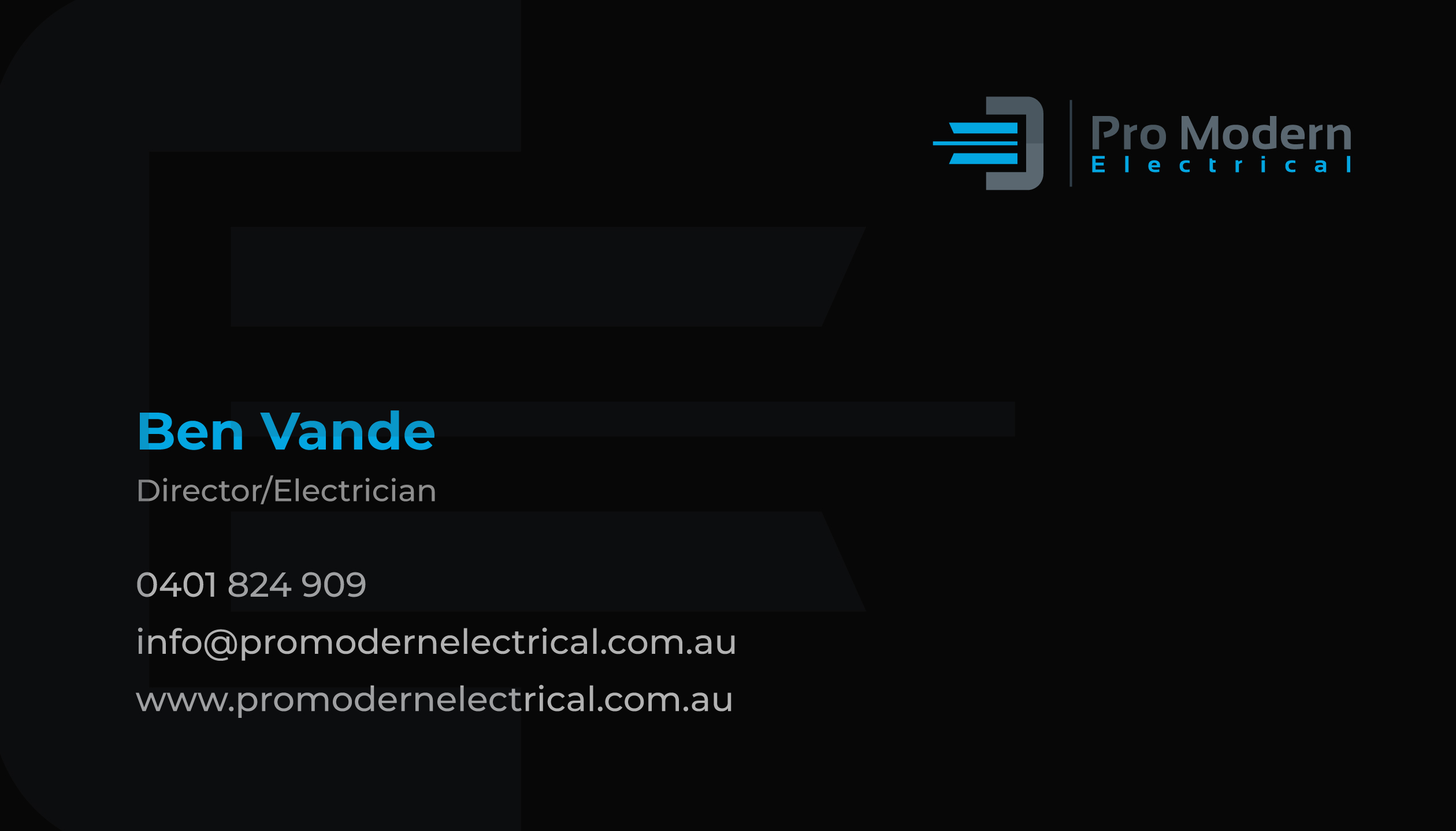 Business Card Design by nathanaelpeter for Pro Modern Electrical  | Design #26734700