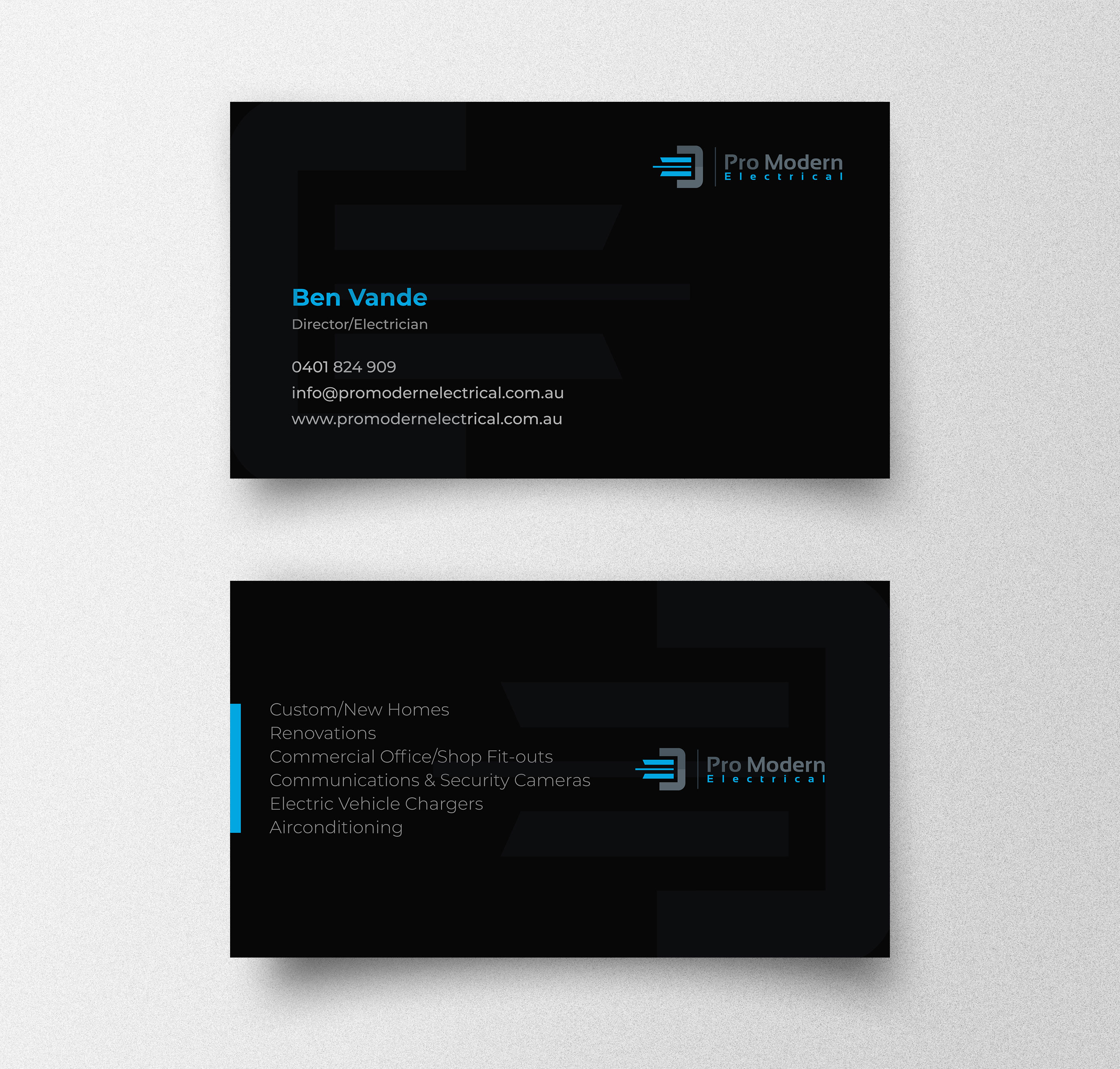 Visitenkarten-Design von nathanaelpeter für Pro Modern Electrical  | Design #26734701