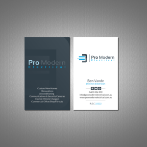 Business Card Design by Creations Box 2015 for Pro Modern Electrical  | Design: #26730447