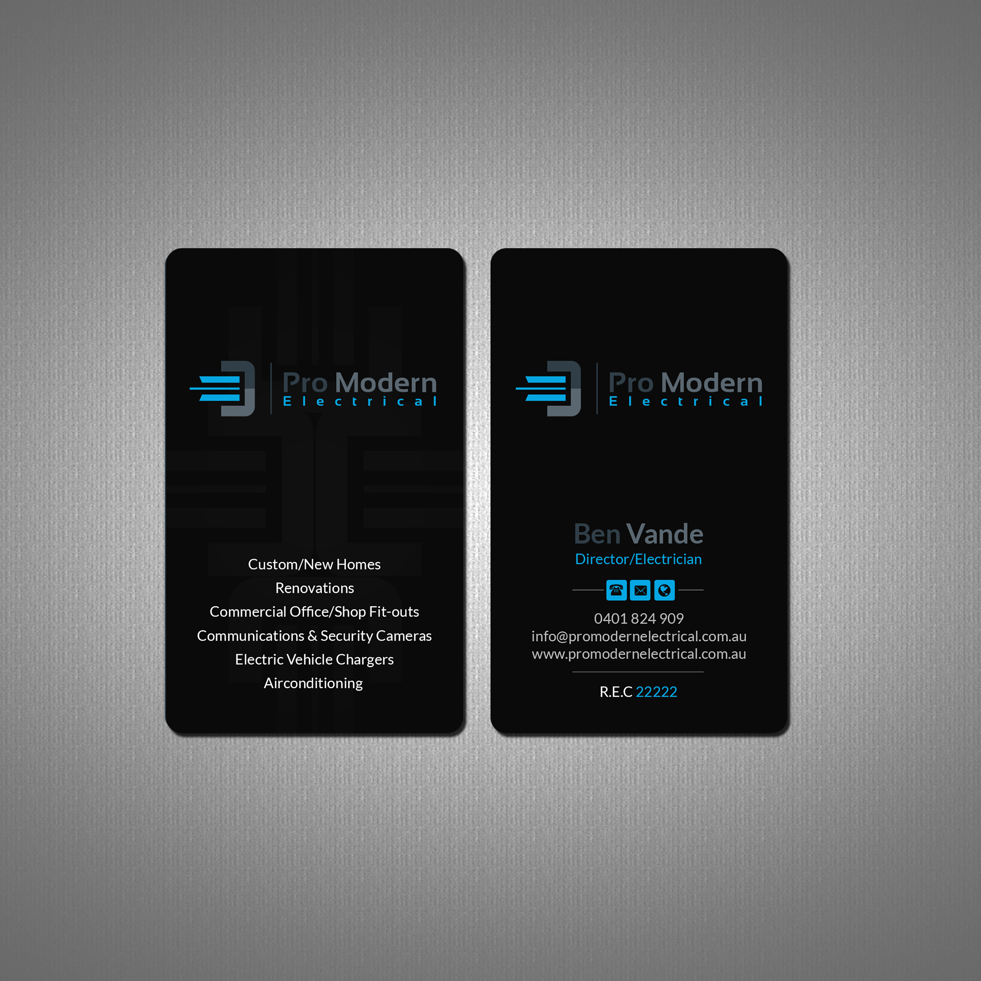 Business Card Design by Creations Box 2015 for Pro Modern Electrical  | Design #26730449