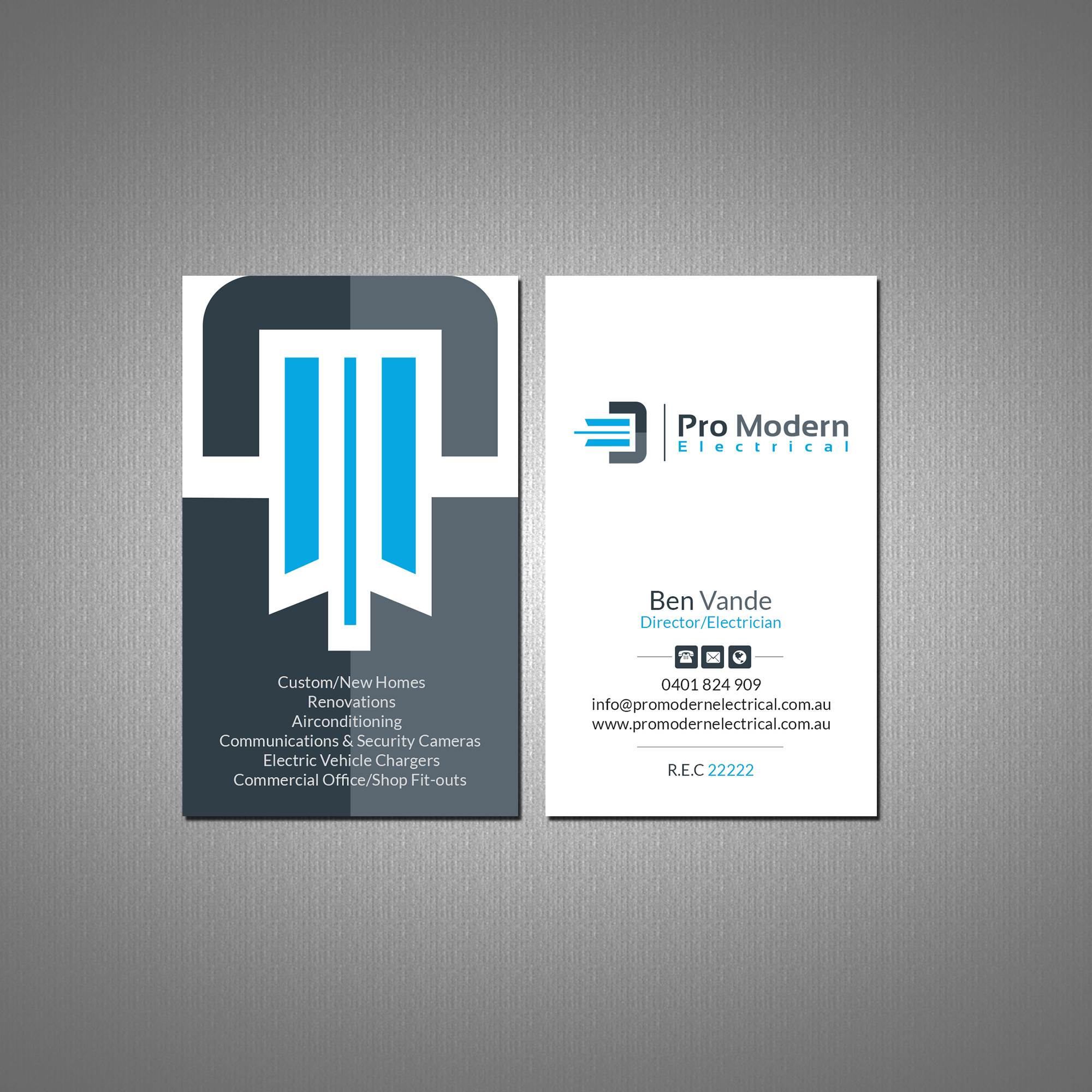 Business Card Design by Creations Box 2015 for Pro Modern Electrical  | Design #26730450