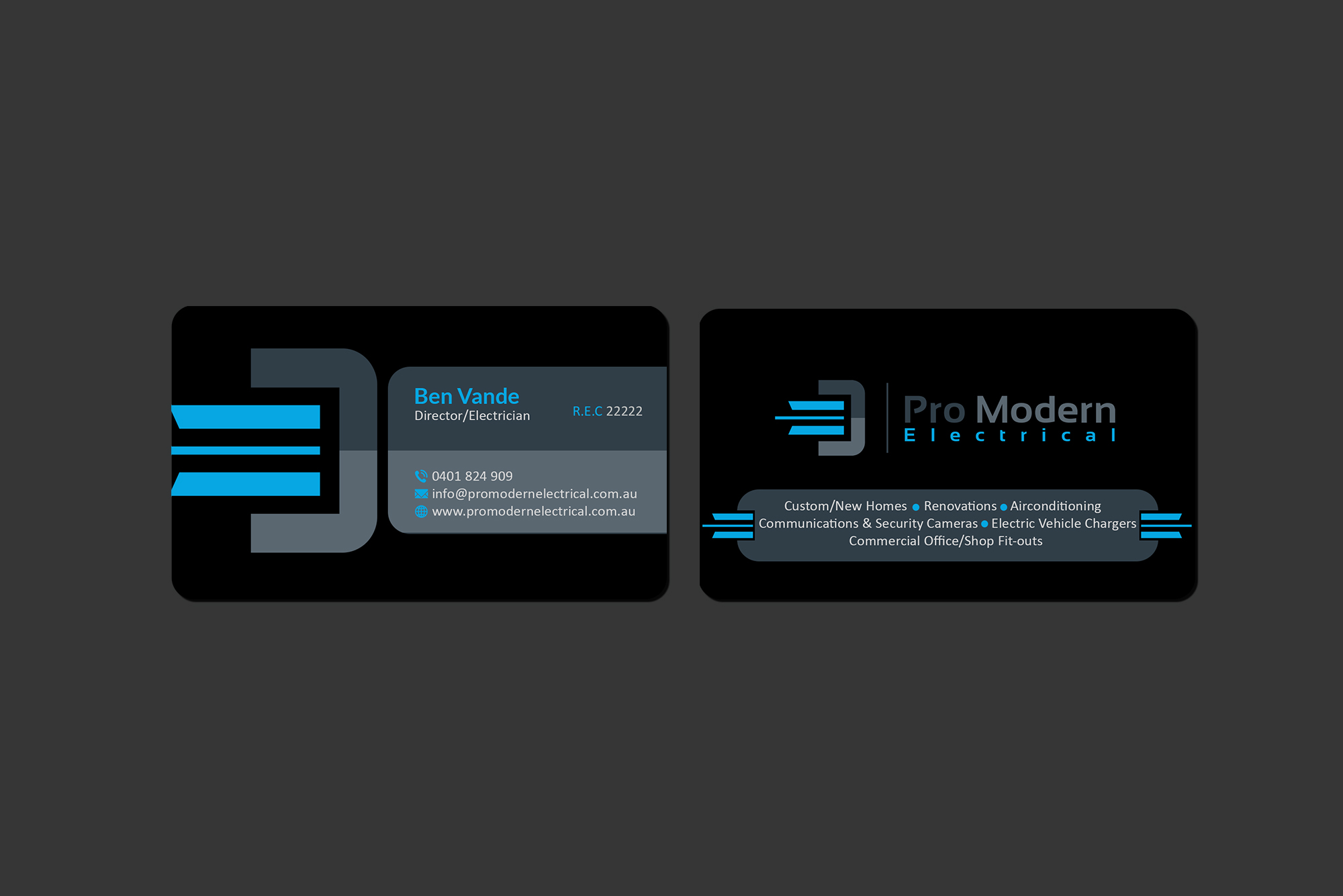Business Card Design by Creations Box 2015 for Pro Modern Electrical  | Design #26730460