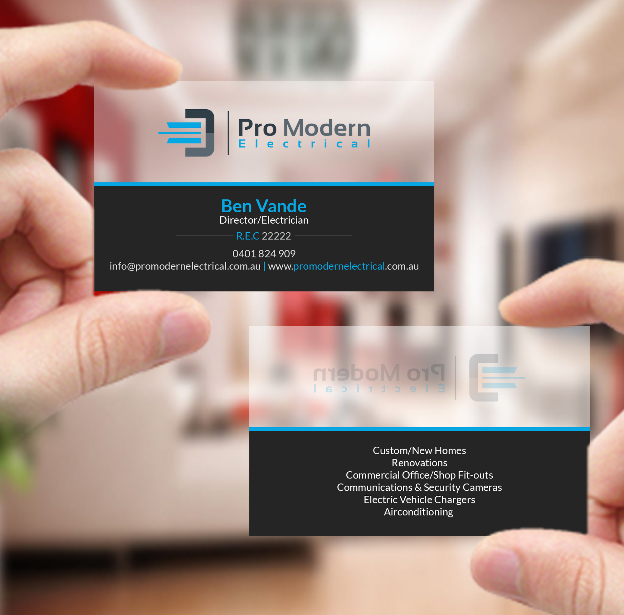 Visitenkarten-Design von Creations Box 2015 für Pro Modern Electrical  | Design #26732221