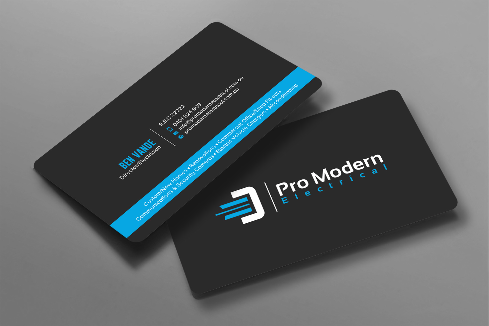 Business Card Design by chandrayaan.creative for Pro Modern Electrical  | Design #26724372