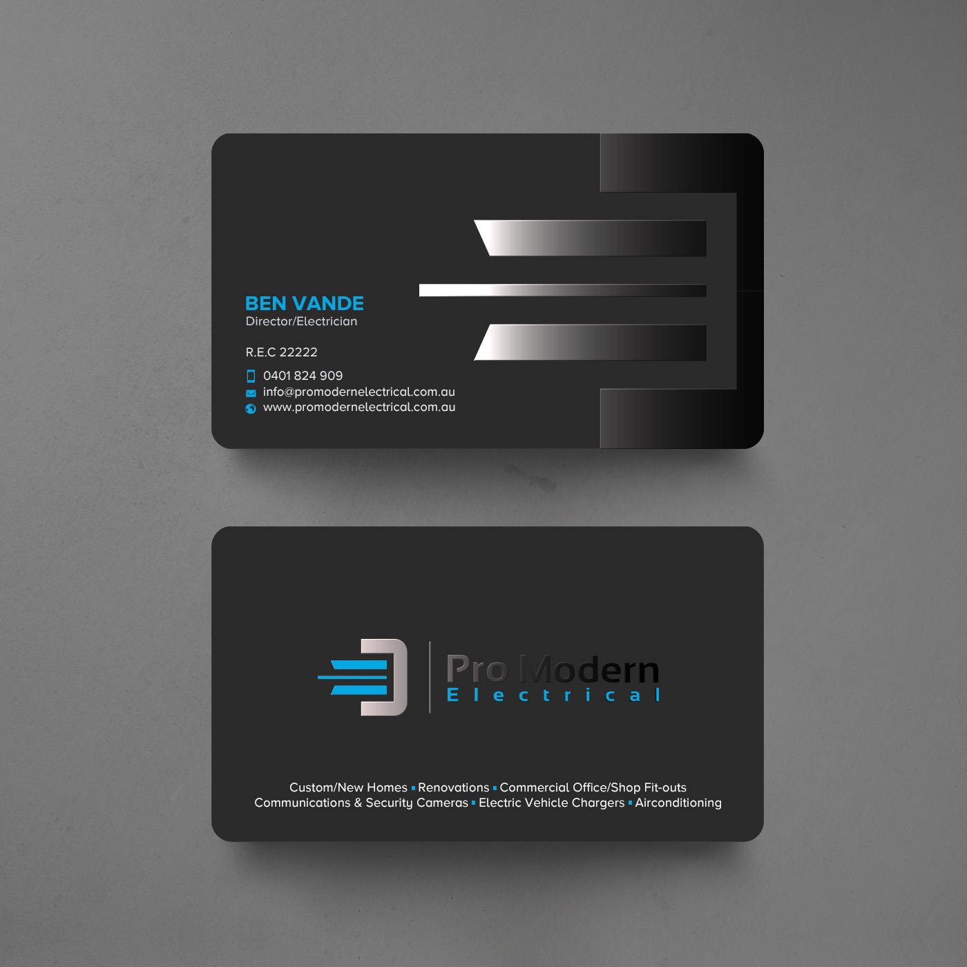 Business Card Design by chandrayaan.creative for Pro Modern Electrical  | Design #26724509