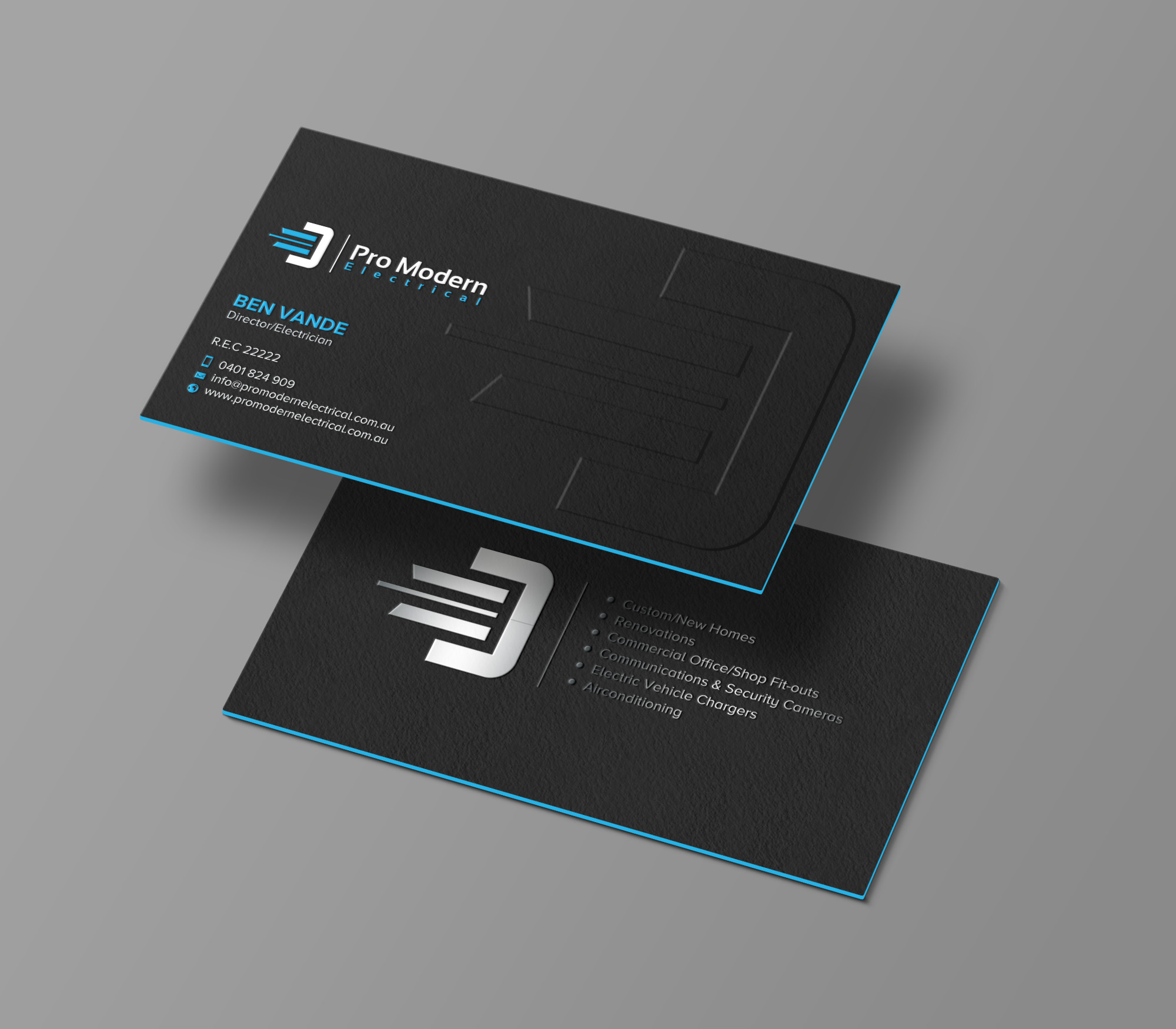 Business Card Design by chandrayaan.creative for Pro Modern Electrical  | Design #26724618