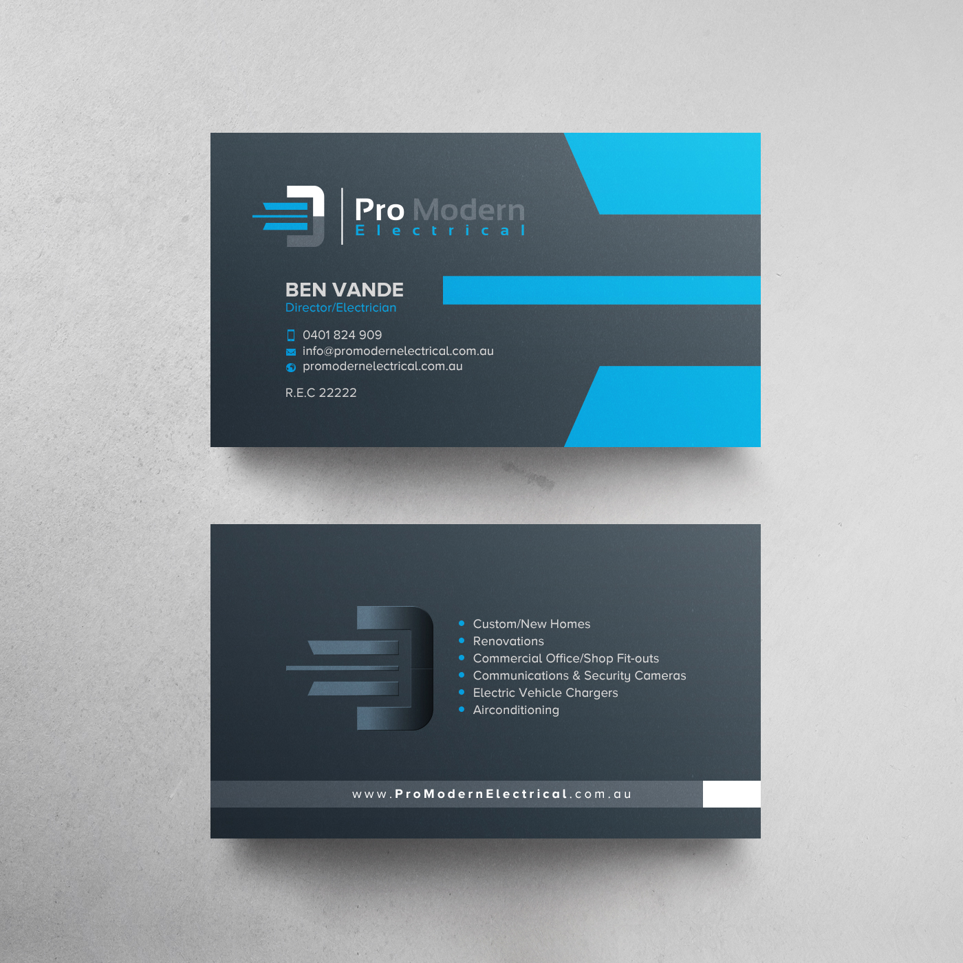 Business Card Design by chandrayaan.creative for Pro Modern Electrical  | Design #26724792