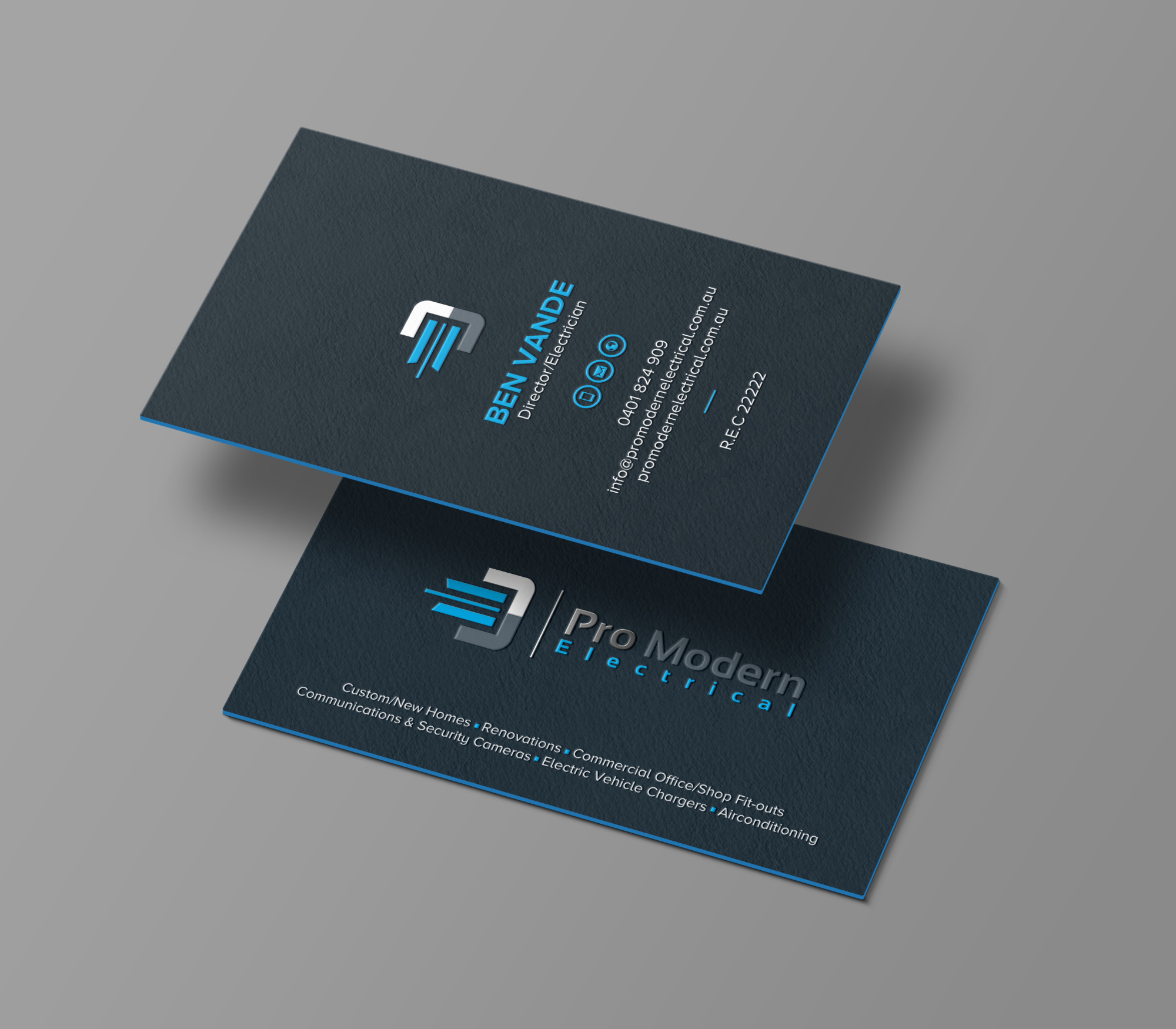 Business Card Design by chandrayaan.creative for Pro Modern Electrical  | Design #26724793