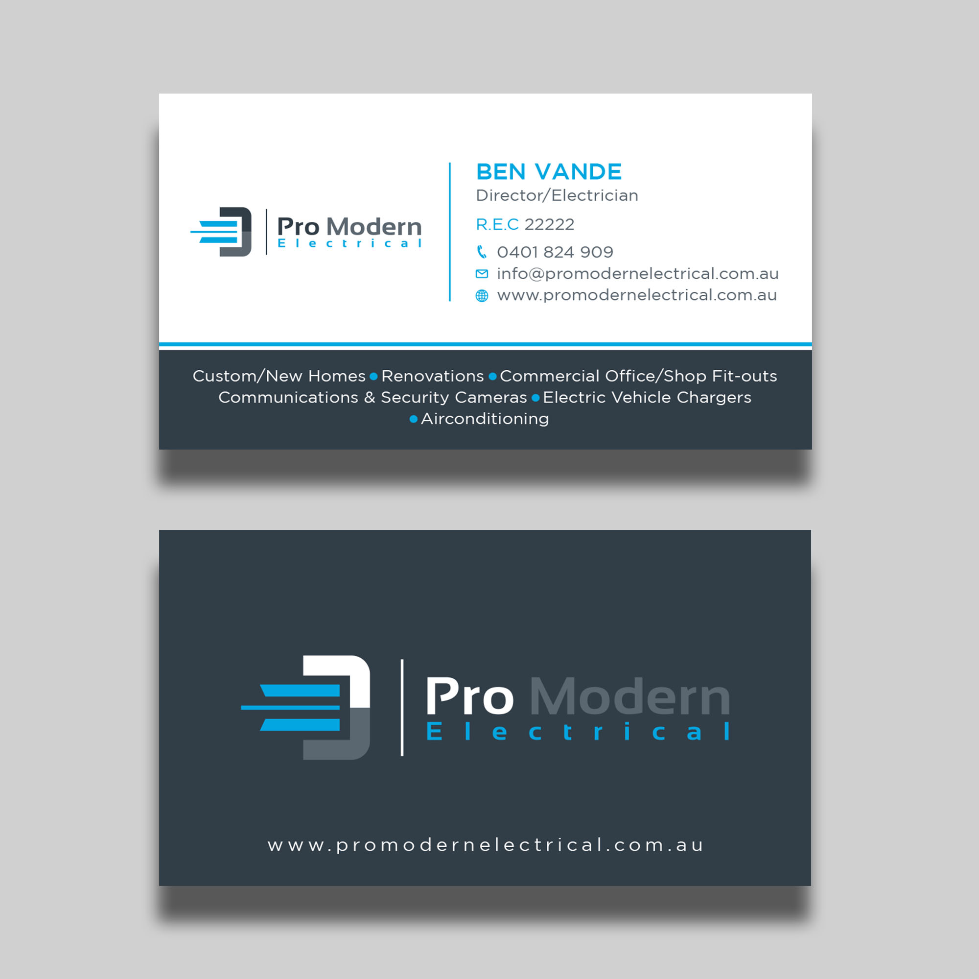 Business Card Design by Tripti Ranjan Gain for Pro Modern Electrical  | Design #26734142