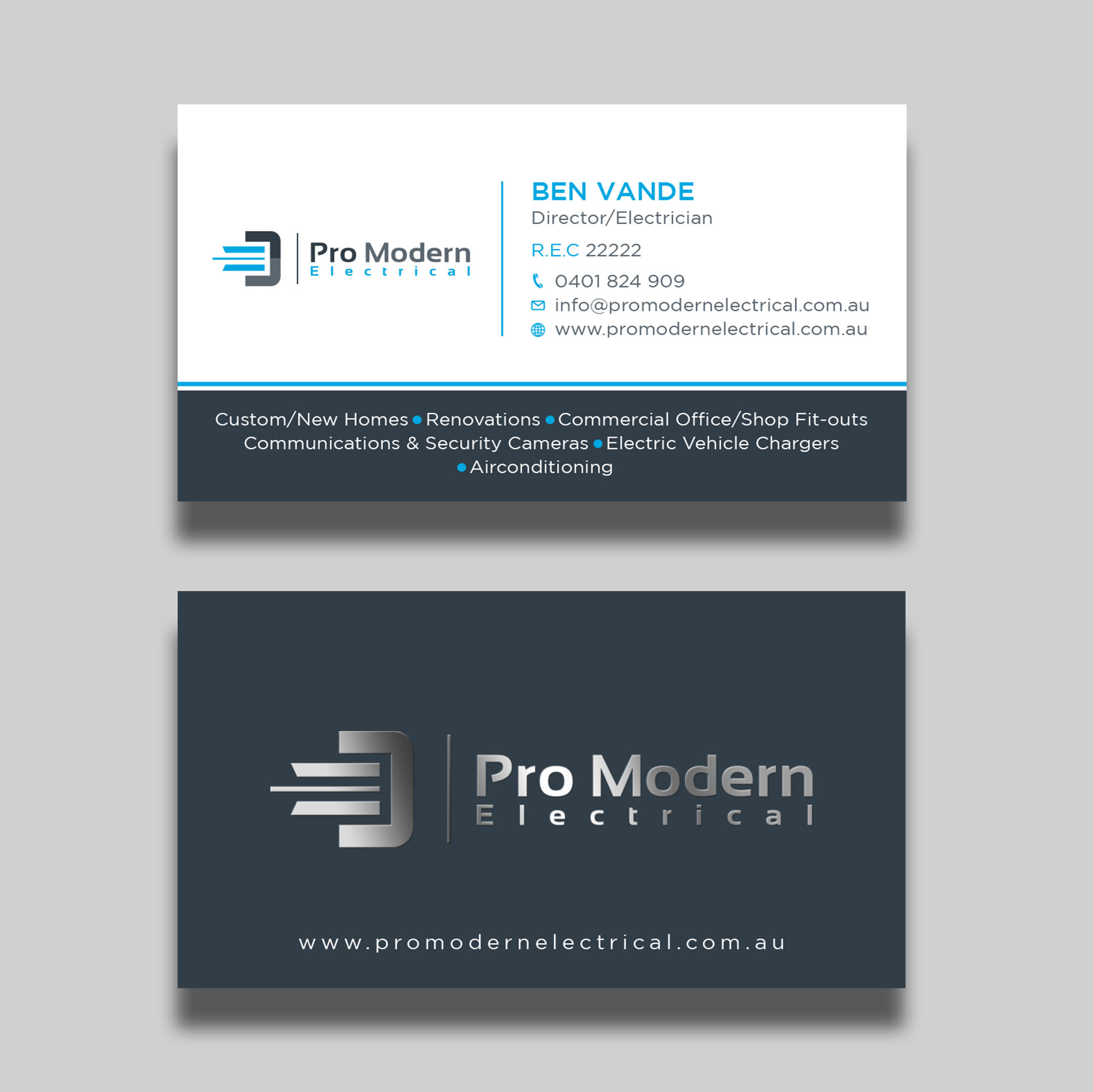 Business Card Design by Tripti Ranjan Gain for Pro Modern Electrical  | Design #26734145