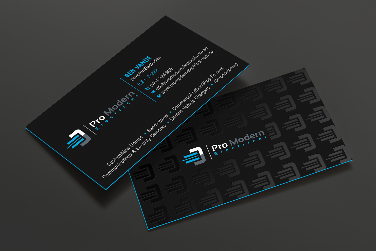 Business Card Design by DesignShout for Pro Modern Electrical  | Design #26756819