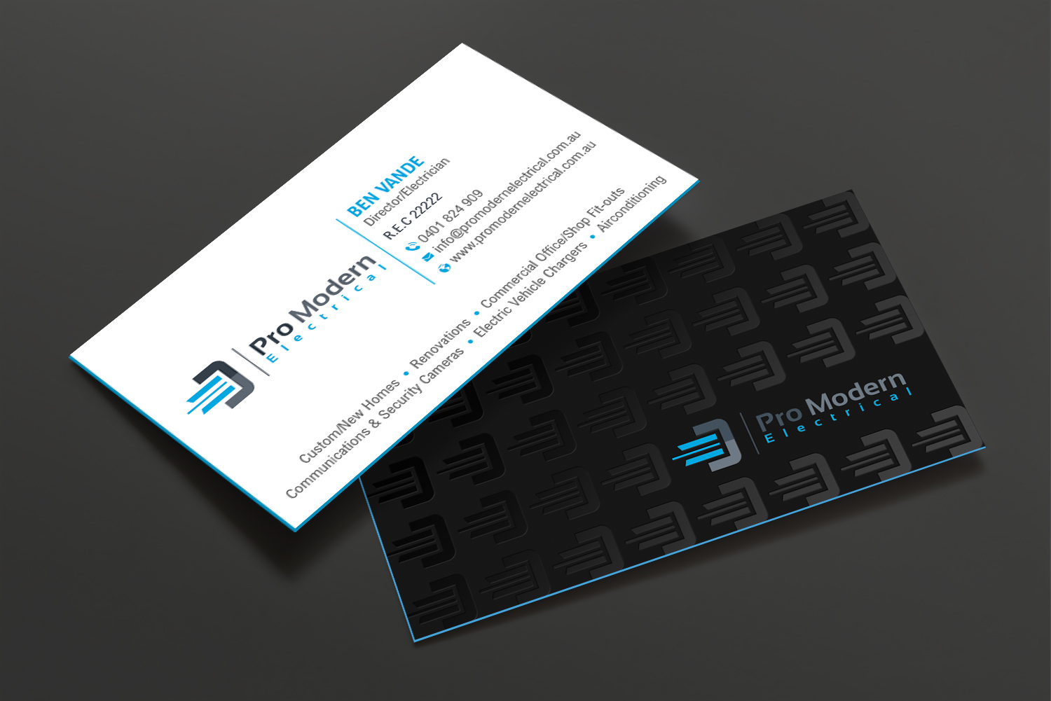Business Card Design by DesignShout for Pro Modern Electrical  | Design #26761941