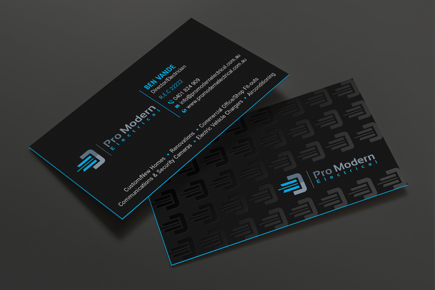 Business Card Design by DesignShout for Pro Modern Electrical  | Design #26761951