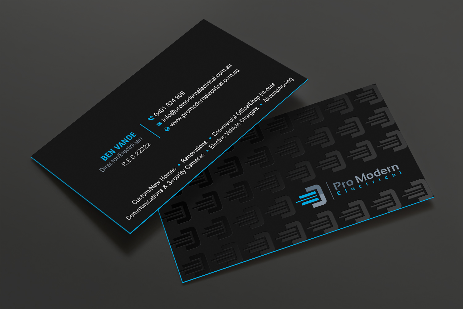 Business Card Design by DesignShout for Pro Modern Electrical  | Design #26762005