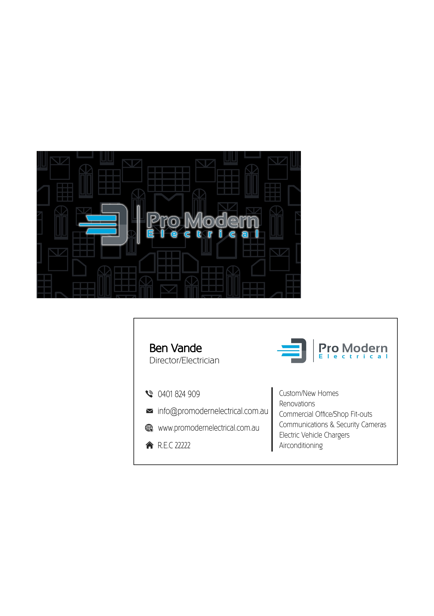 Business Card Design by td-7 for Pro Modern Electrical  | Design #26765746