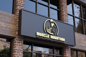 Muscle Marathon the workout continues | Logo Design by makerlogoz