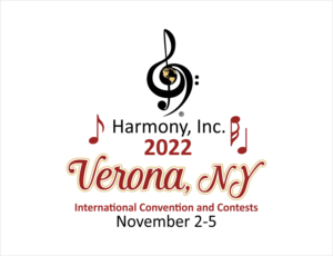 include the text Harmony, Inc. , 2022,  International Convention and Contests, Verona, NY. Together Again | Logo Design by BNdesigner