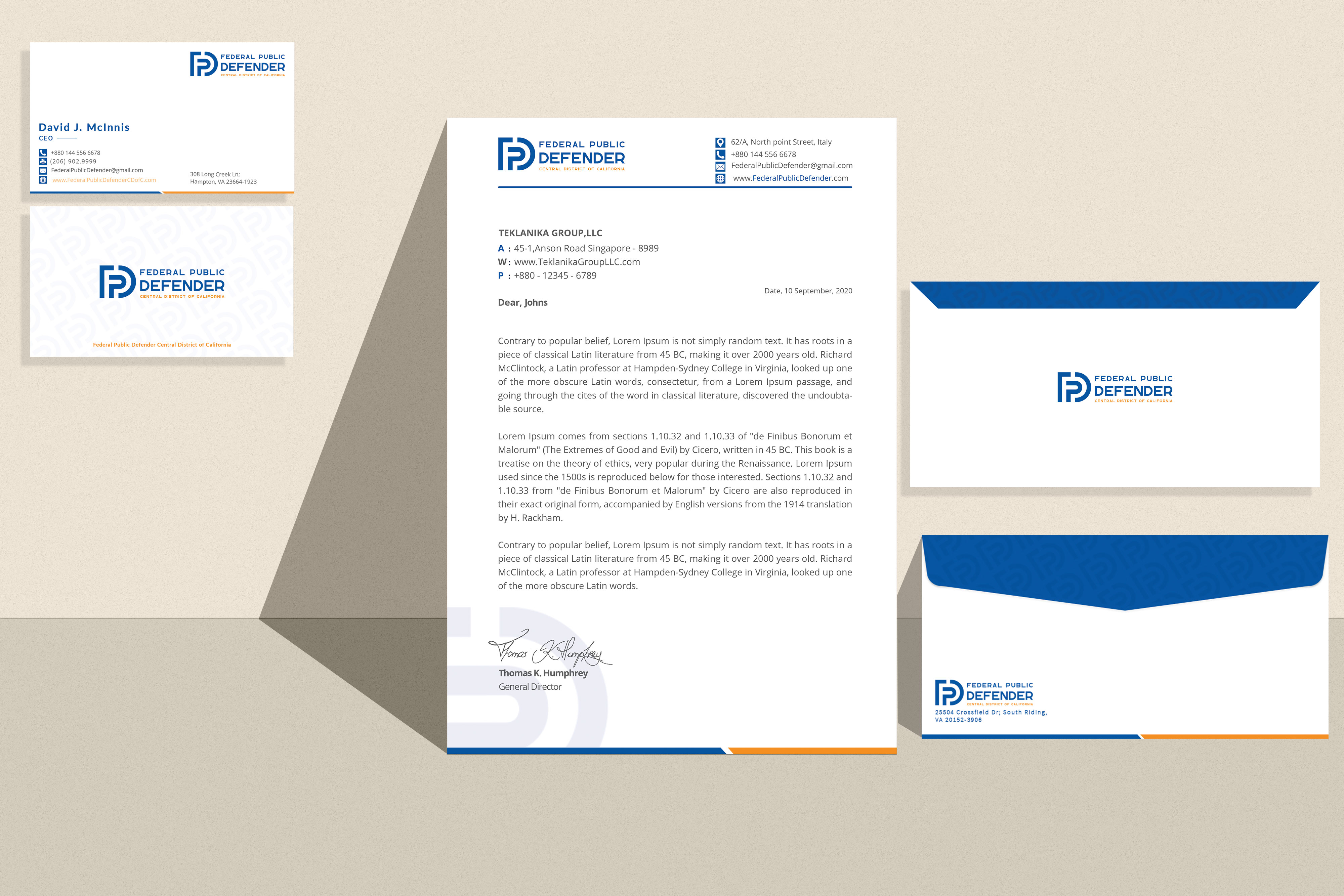 Letterhead Design by juwel@islam for Federal Public Defender CDCA | Design #26808694
