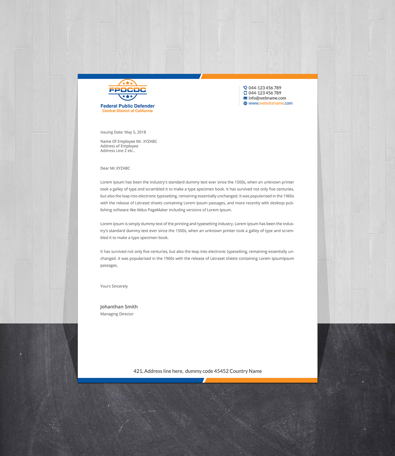 Letterhead Design by Creations Box 2015 for Federal Public Defender CDCA | Design #26759364