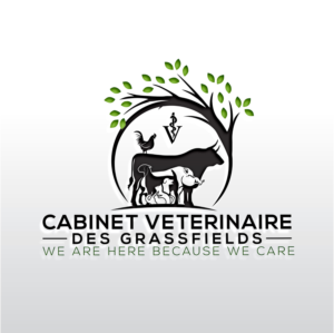 CABINET VETERINAIRE DES GRASSFIELDS / We are here because we care | Logo Design by Jennifer©