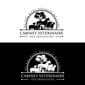 CABINET VETERINAIRE DES GRASSFIELDS / We are here because we care | Logo Design by Kelvin-Kranj